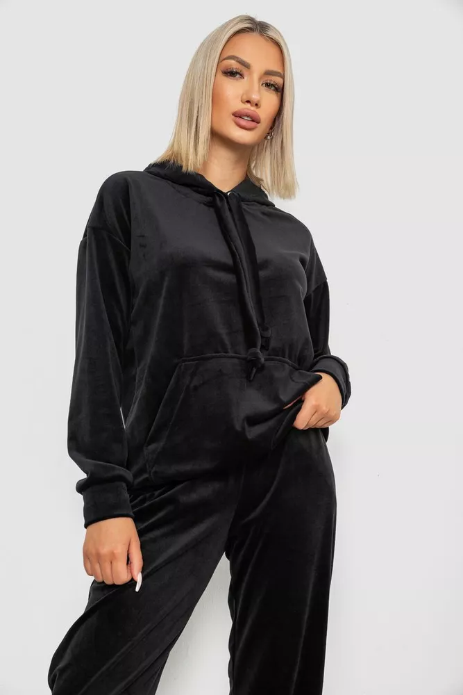 Купити Спортивний костюм жіночий велюровий, колір чорний, 241R1530-5 оптом - Фото №2
