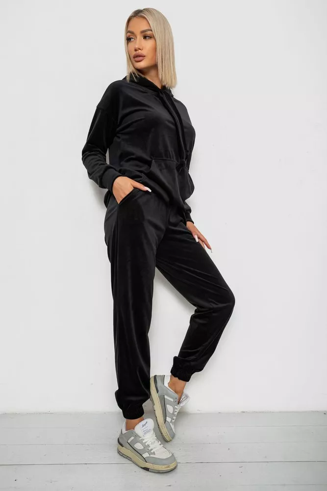 Купити Спортивний костюм жіночий велюровий, колір чорний, 241R1530-5 оптом - Фото №3