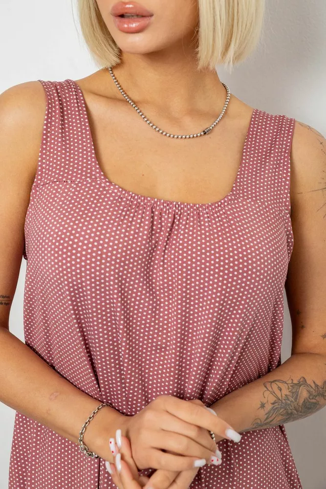 Купити Сарафан жіночий в горох, колір пудровий, 257R733-1 - Фото №5