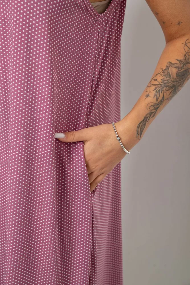 Купить Сарафан женский в горох, цвет сливовый, 257R733-1 - Фото №5