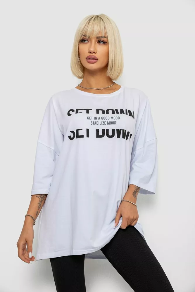 Купить Футболка женская с принтом, цвет белый, 244R3012-5 - Фото №1