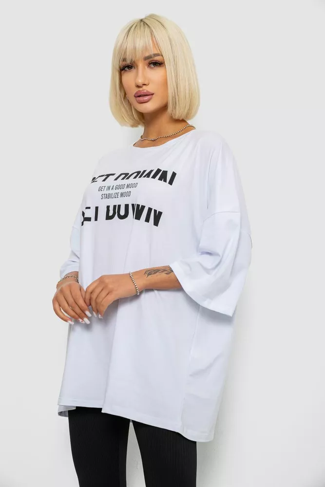 Купить Футболка женская с принтом, цвет белый, 244R3012-5 - Фото №3