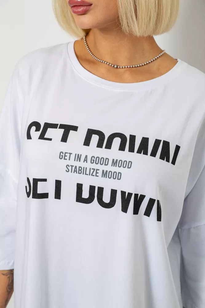 Купить Футболка женская с принтом, цвет белый, 244R3012-5 - Фото №5