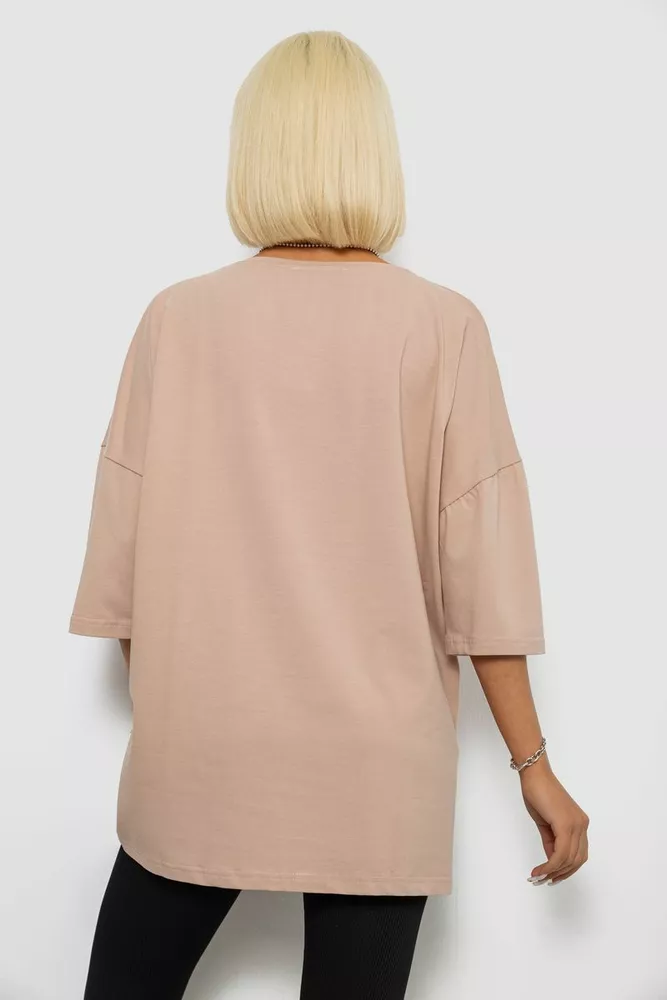 Купить Футболка женская с принтом, цвет бежевый, 244R3012-5 - Фото №4