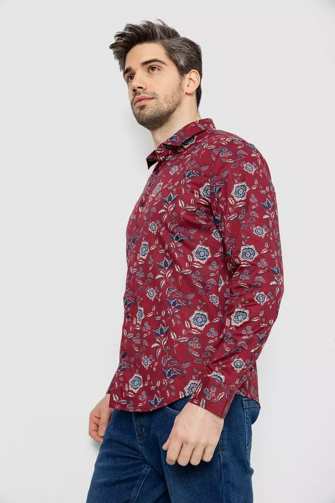 Купити Сорочка чоловіча з принтом, колір бордовий, 186R2017 - Фото №3
