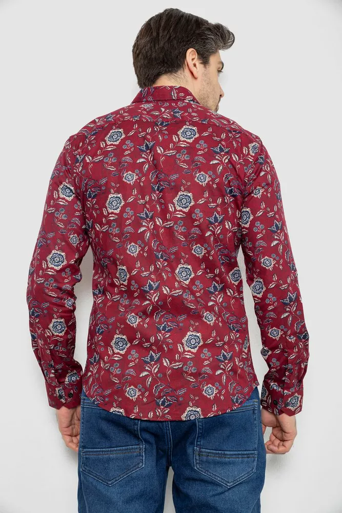 Купити Сорочка чоловіча з принтом, колір бордовий, 186R2017 - Фото №4