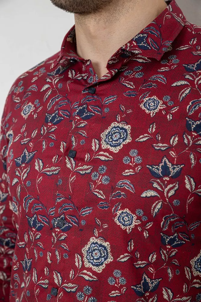 Купити Сорочка чоловіча з принтом, колір бордовий, 186R2017 - Фото №5