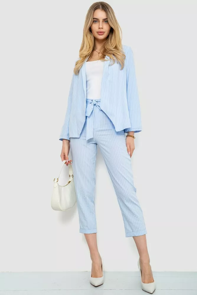 Купить Костюм женский в полоску  -уценка, цвет голубой, 246R1001-1-U - Фото №1