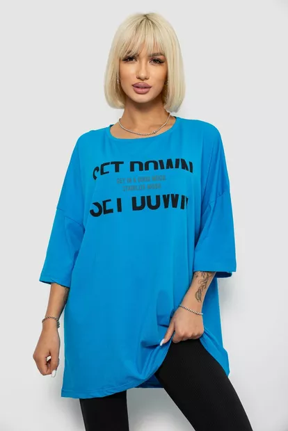 Футболка жіноча з принтом, колір блакитний, 244R3012-5