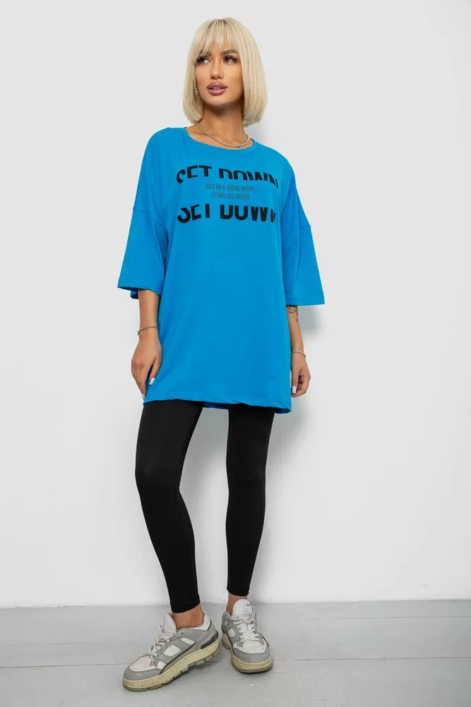 Купить Футболка женская с принтом, цвет голубой, 244R3012-5 - Фото №2