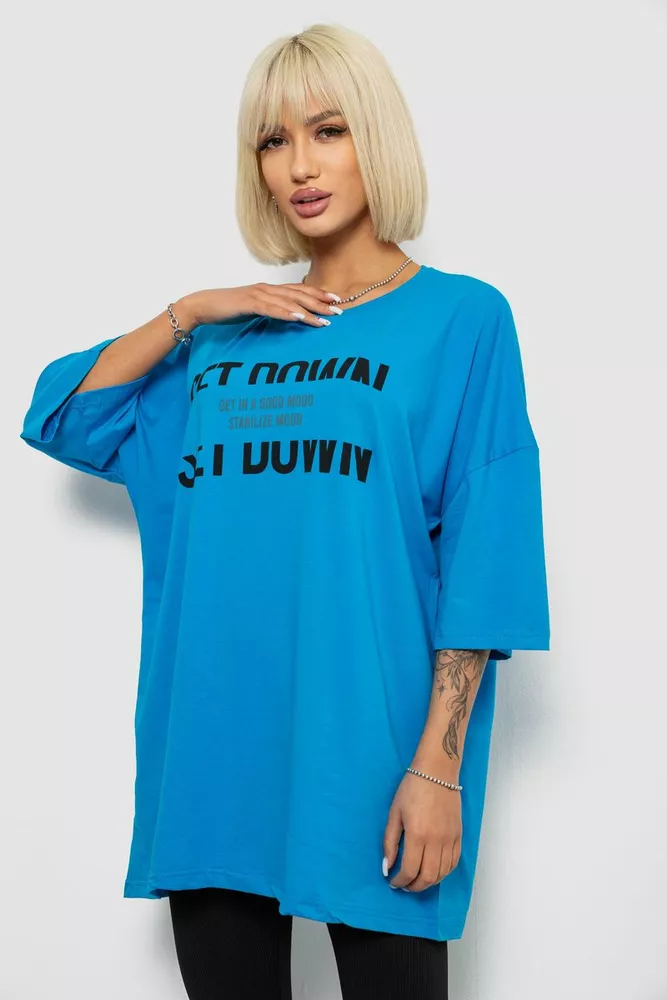 Купить Футболка женская с принтом, цвет голубой, 244R3012-5 - Фото №3