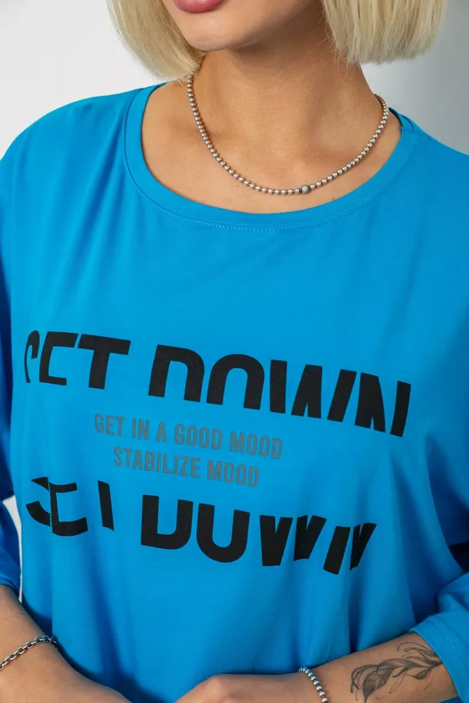 Купить Футболка женская с принтом, цвет голубой, 244R3012-5 - Фото №5
