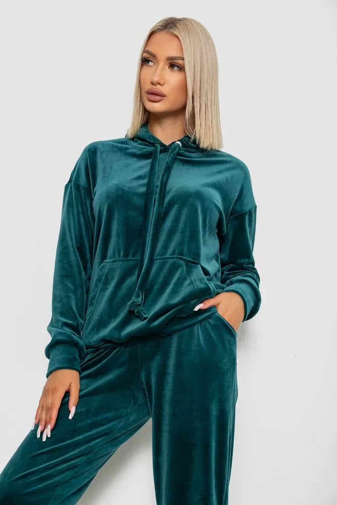Купити Спортивний костюм жіночий велюровий, колір зелений, 241R1530-5 оптом - Фото №2