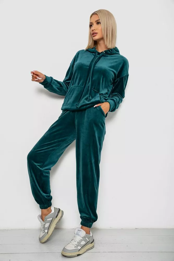 Купити Спортивний костюм жіночий велюровий, колір зелений, 241R1530-5 оптом - Фото №3
