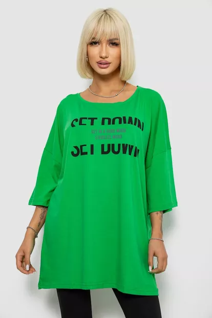 Футболка женская с принтом, цвет зеленый, 244R3012-5