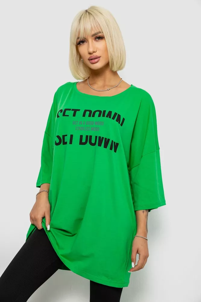 Купить Футболка женская с принтом, цвет зеленый, 244R3012-5 - Фото №3