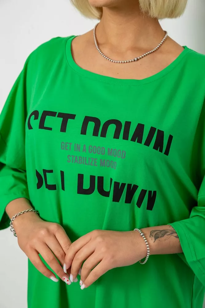 Купить Футболка женская с принтом, цвет зеленый, 244R3012-5 - Фото №5