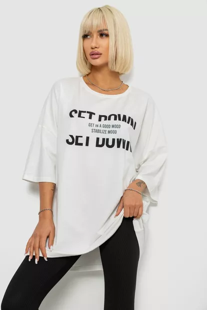 Футболка жіноча з принтом, колір молочний, 244R3012-5