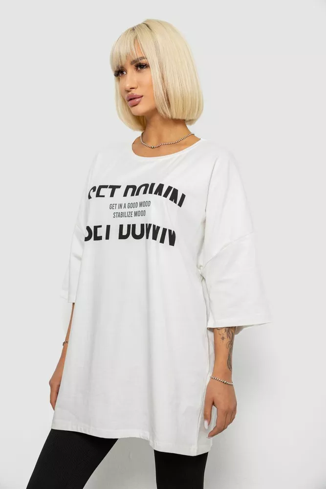 Купить Футболка женская с принтом, цвет молочный, 244R3012-5 - Фото №3