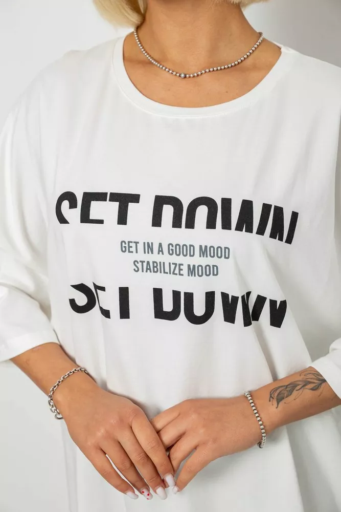 Купить Футболка женская с принтом, цвет молочный, 244R3012-5 - Фото №5