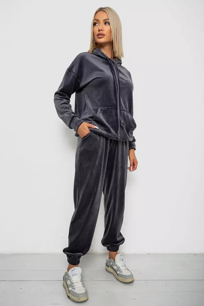 Купити Спортивний костюм жіночий велюровий, колір сірий, 241R1530-5 оптом - Фото №3