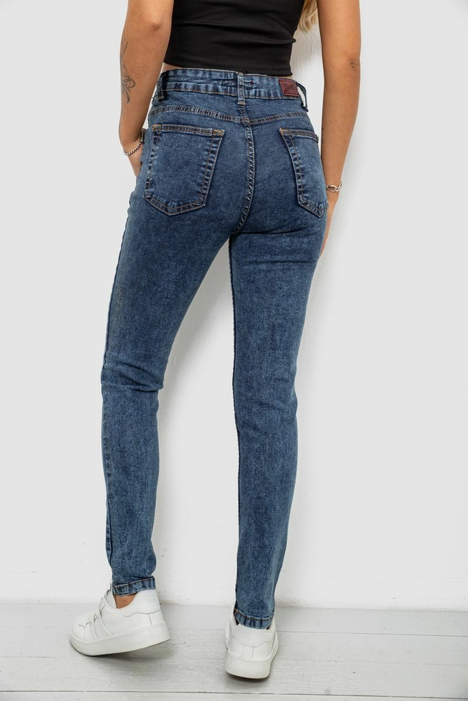 Купити Джинси жіночі однотонні Skinny, колір синій, 244R1268 - Фото №4
