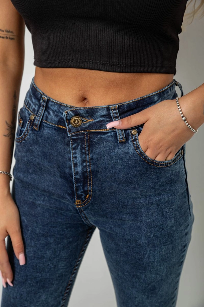 Купити Джинси жіночі однотонні Skinny, колір синій, 244R1268 - Фото №5