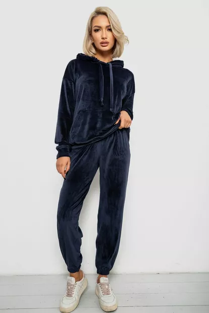 Спортивный костюм женский велюровый, цвет синий, 241R1530-5