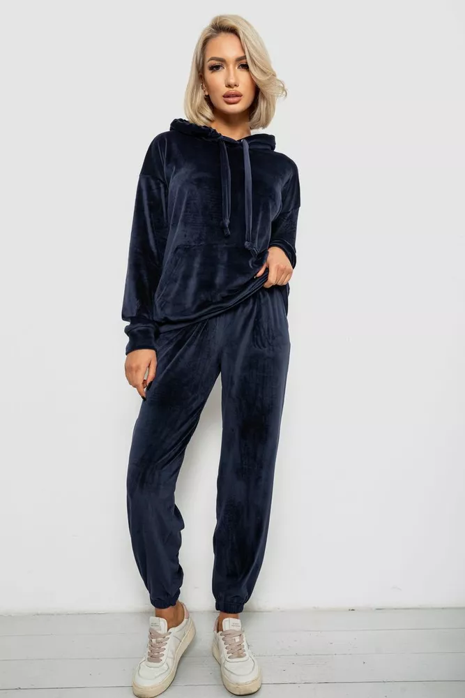 Купить Спортивный костюм женский велюровый, цвет синий, 241R1530-5 оптом - Фото №1