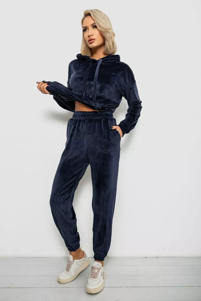 Купить Спортивный костюм женский велюровый, цвет синий, 241R1530-5 оптом - Фото №3