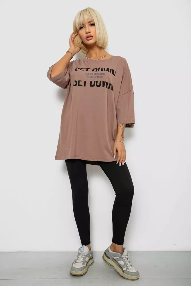 Купить Футболка женская с принтом, цвет мокко, 244R3012-5 - Фото №2