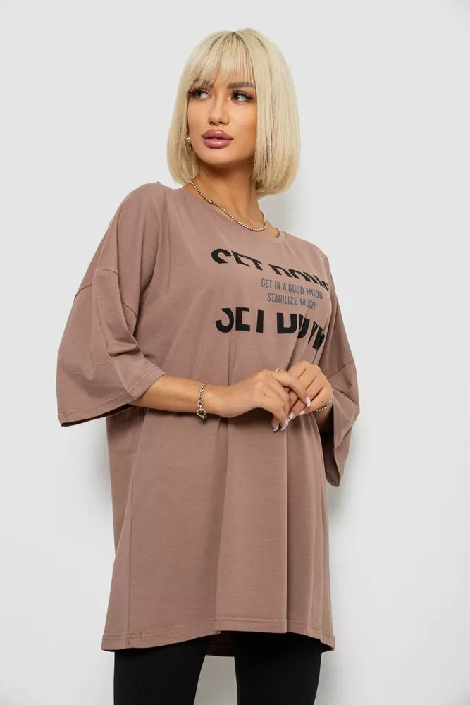 Купить Футболка женская с принтом, цвет мокко, 244R3012-5 - Фото №3