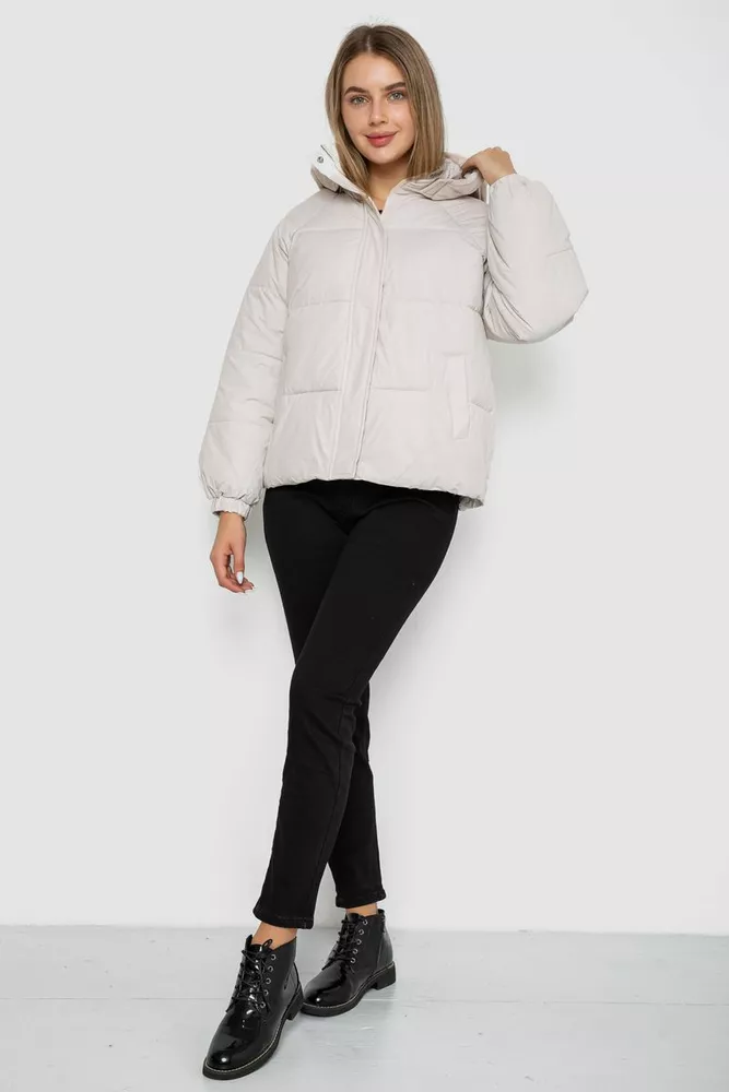 Купити Куртка жіноча демісезонна  -уцінка, колір світло-бежевий, 244R2025-5-U-1 оптом - Фото №2