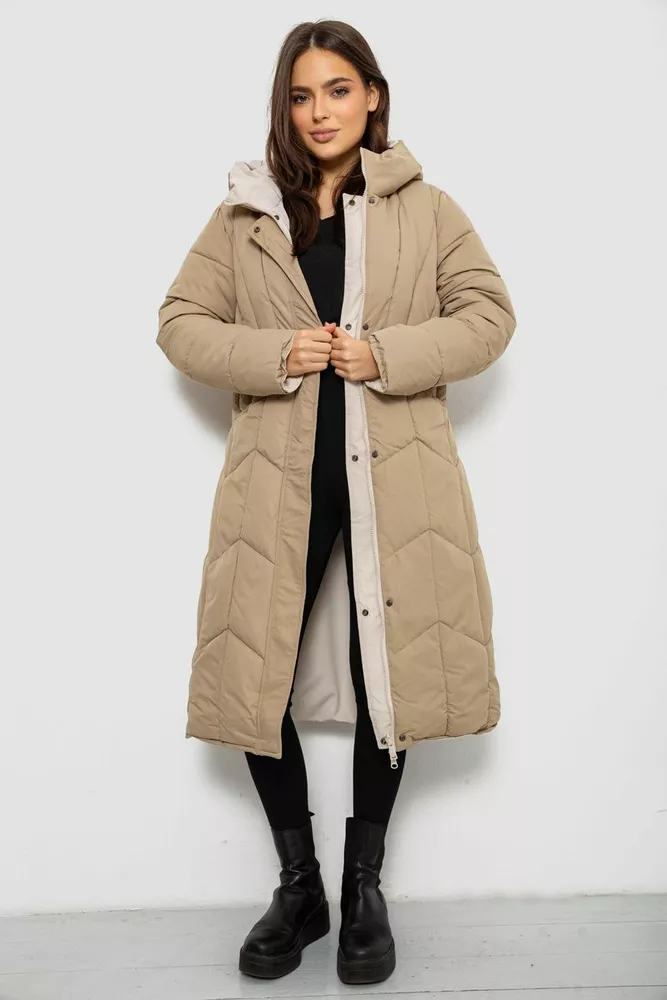 Купити Куртка жіноча двостороння зимова  -уцінка, колір бежевий, 244R24115-U-10 - Фото №2