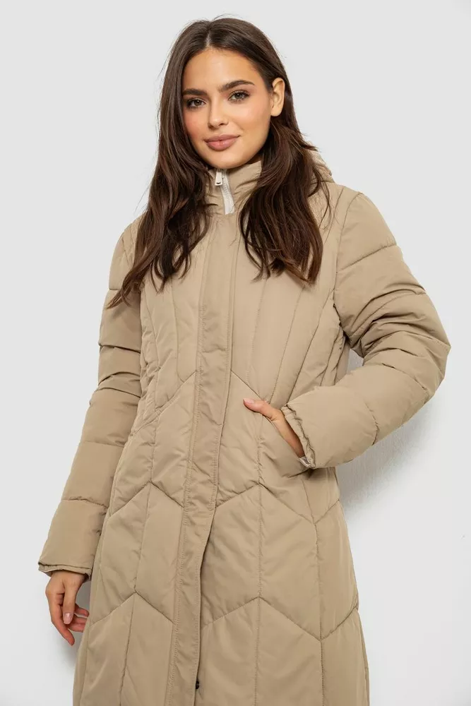 Купити Куртка жіноча двостороння зимова  -уцінка, колір бежевий, 244R24115-U-10 - Фото №3