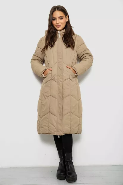 Куртка жіноча двостороння зимова  -уцінка, колір бежевий, 244R24115-U-10