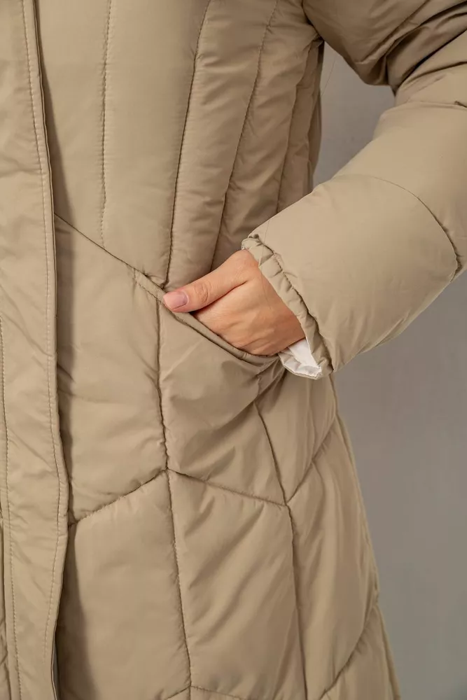 Купити Куртка жіноча двостороння зимова  -уцінка, колір бежевий, 244R24115-U-10 - Фото №6