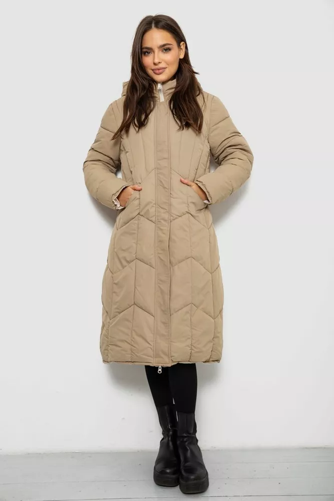 Купити Куртка жіноча двостороння зимова  -уцінка, колір бежевий, 244R24115-U-10 - Фото №1
