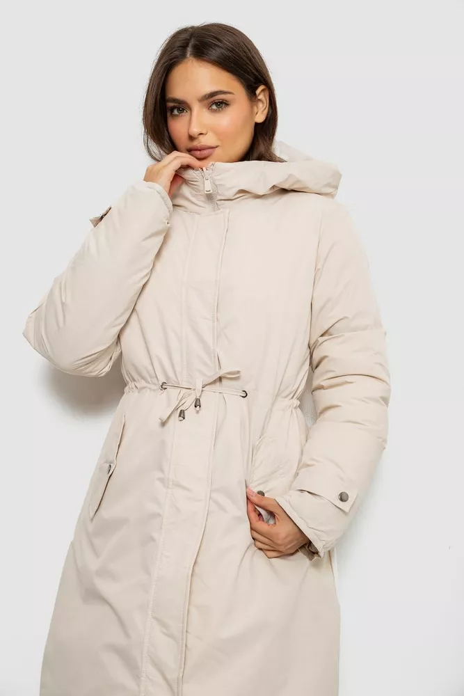 Купити Куртка жіноча двостороння зимова  -уцінка, колір бежевий, 244R24115-U-10 - Фото №9