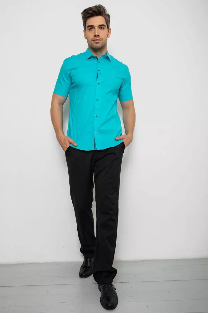 Купити Сорочка чоловіча однотонна  -уцінка, колір бірюзовий, 214R7005-U-8 - Фото №2