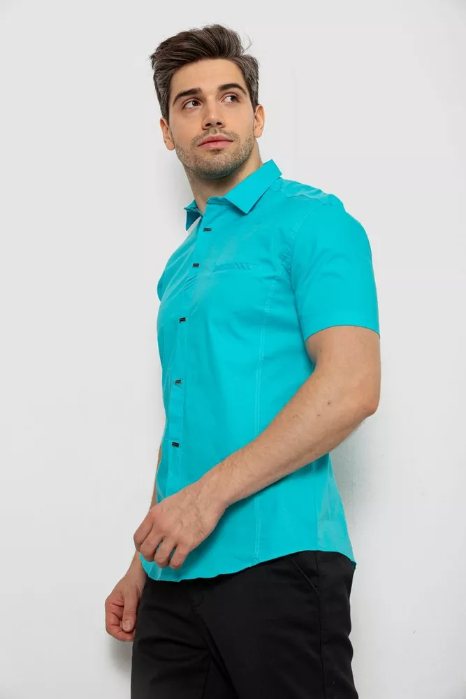 Купити Сорочка чоловіча однотонна  -уцінка, колір бірюзовий, 214R7005-U-8 - Фото №3