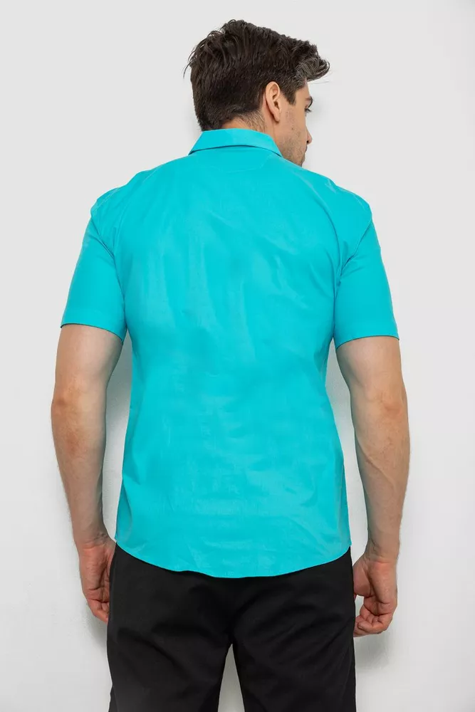 Купити Сорочка чоловіча однотонна  -уцінка, колір бірюзовий, 214R7005-U-8 - Фото №4
