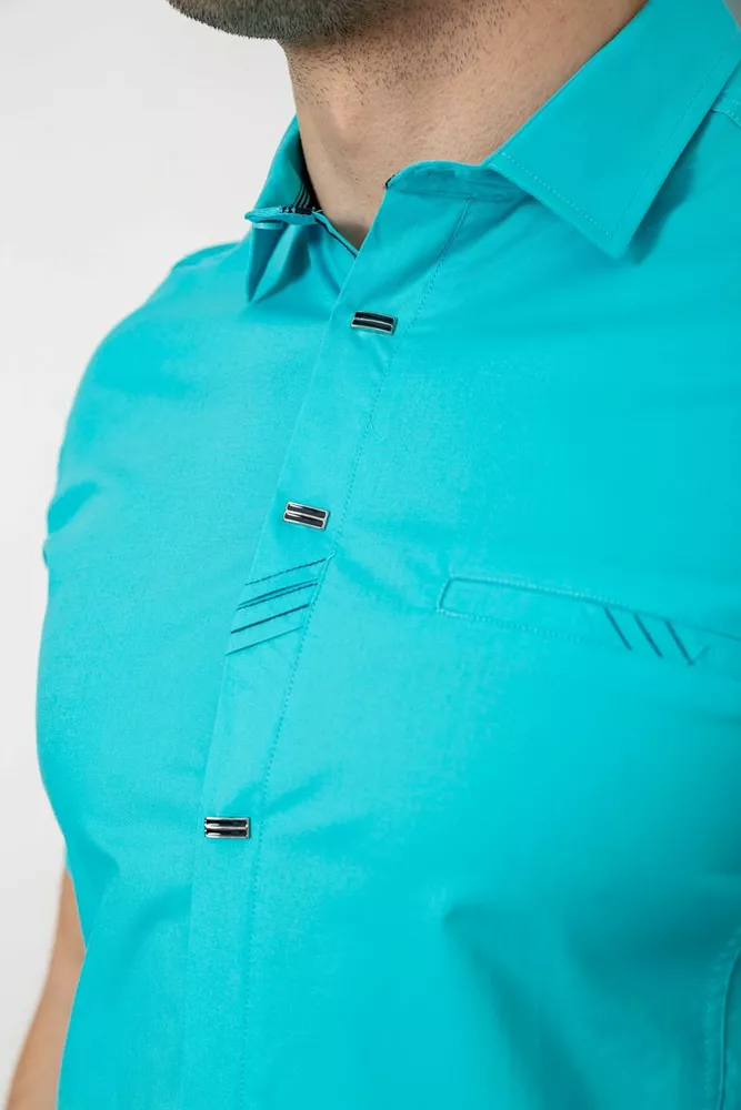 Купити Сорочка чоловіча однотонна  -уцінка, колір бірюзовий, 214R7005-U-8 - Фото №5