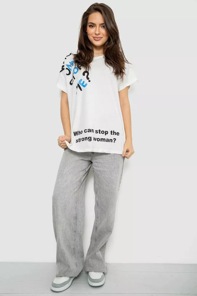 Купить Футболка женская с принтом  -уценка, цвет молочный, 244R3001-U оптом - Фото №2