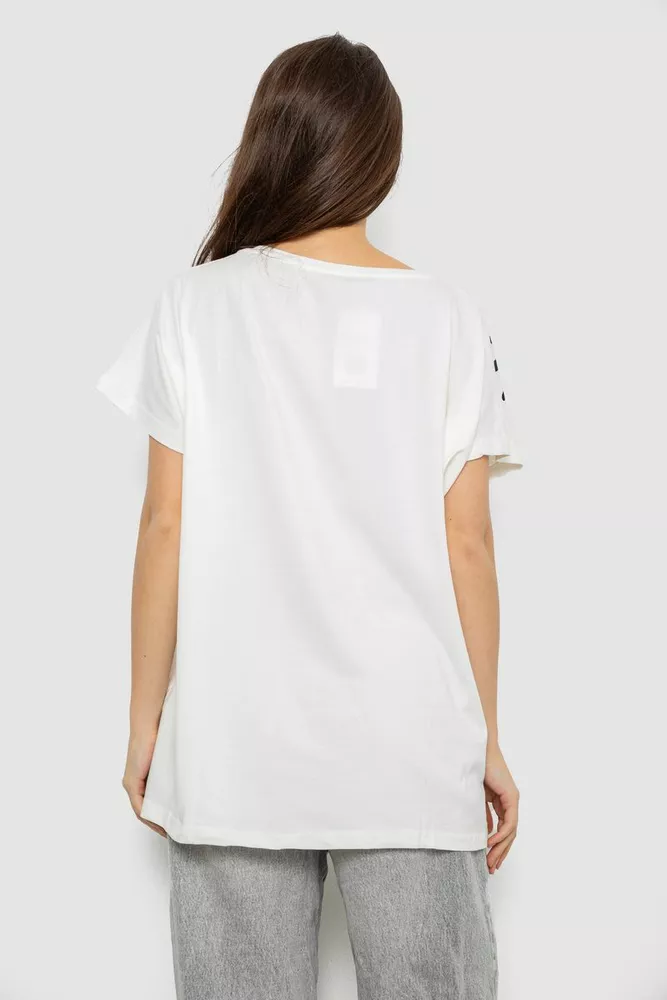 Купить Футболка женская с принтом  -уценка, цвет молочный, 244R3001-U оптом - Фото №4