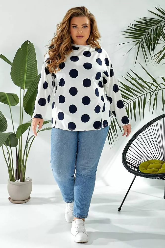 Купить Свитшот женский в горох  -уценка, цвет молочный, 257R332-U - Фото №2