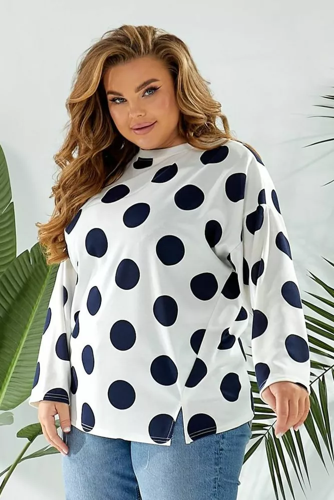 Купить Свитшот женский в горох  -уценка, цвет молочный, 257R332-U - Фото №1