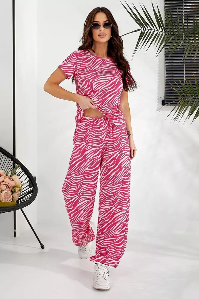 Купити Костюм жіночий повсякденний з принтом  -уцінка, колір рожевий, 257R815-1-U - Фото №4