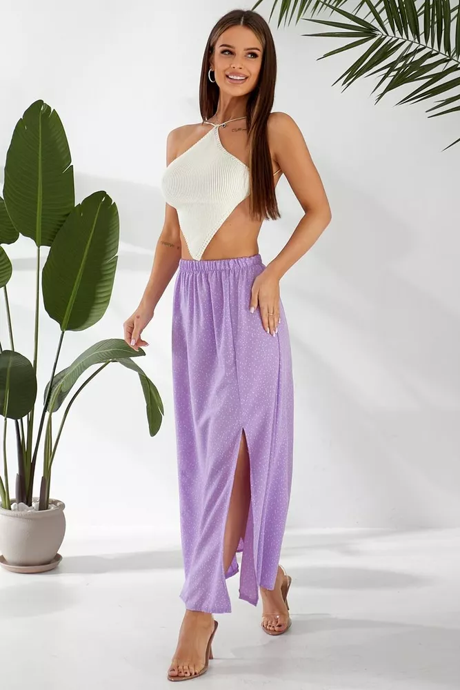 Купити Спідниця софт із принтом  -уцінка, колір бузковий, 257R11-2-U - Фото №2