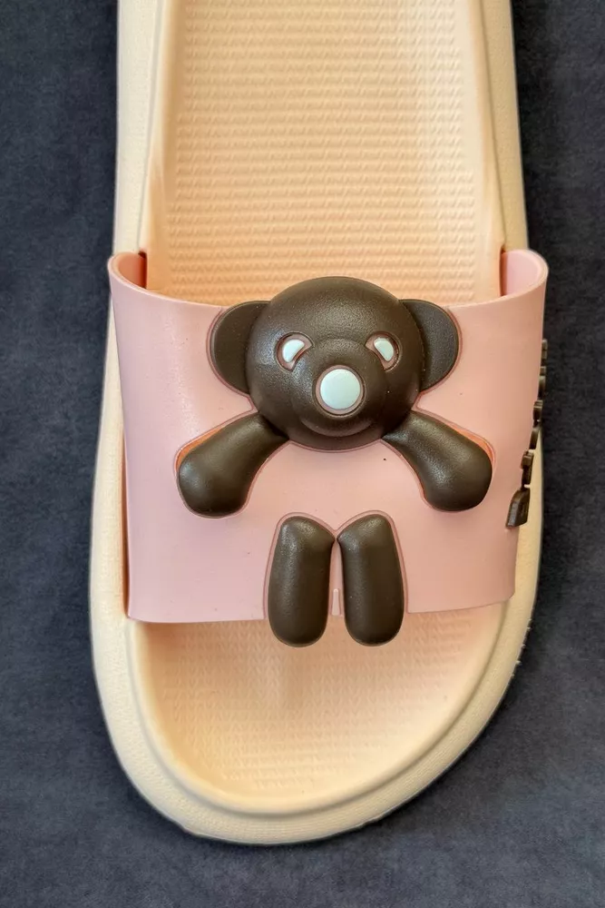 Купить Шлепанцы женские с аппликацией, цвет персиковый, 243R5028-2 оптом - Фото №2